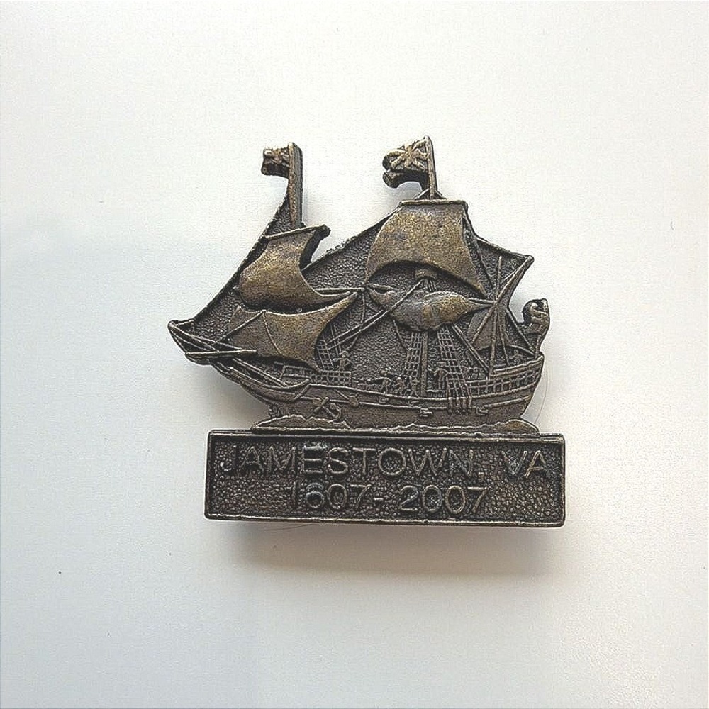Jamestown VA 1607-2007 Sailing Ship Brass Magnet Souvenir